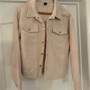 SHEIN Light Beige Corduroy Utility Jacket